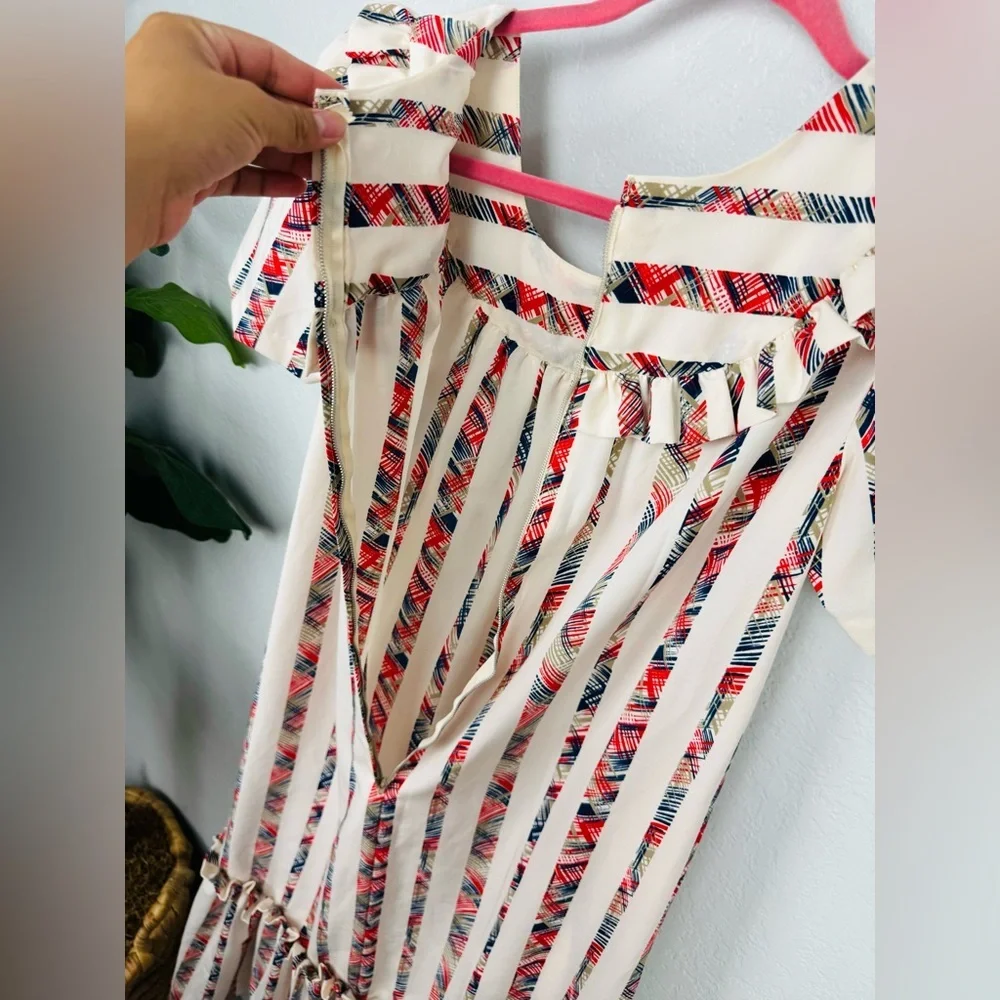 Vintage Style Cream Striped Hawaiian Muumuu